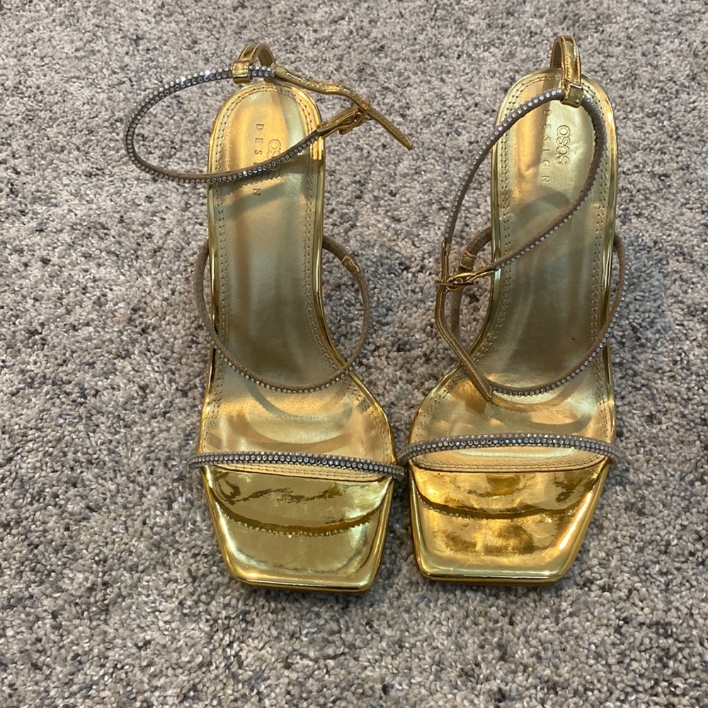 Gold heels with sparkly strap from asos